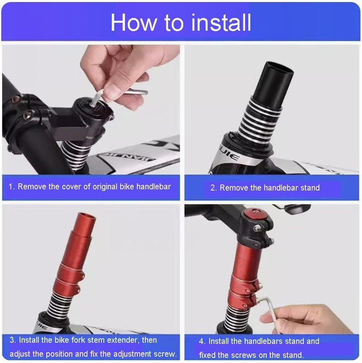 Bike Stem Riser Bike Fork Stem Extender Bicycle Handlebar Raiser Head Up Adapter Suitable For Mountain Bike, Road Bike, MTB, BMX, Fixie (Aluminium Alloy, Adjustable)